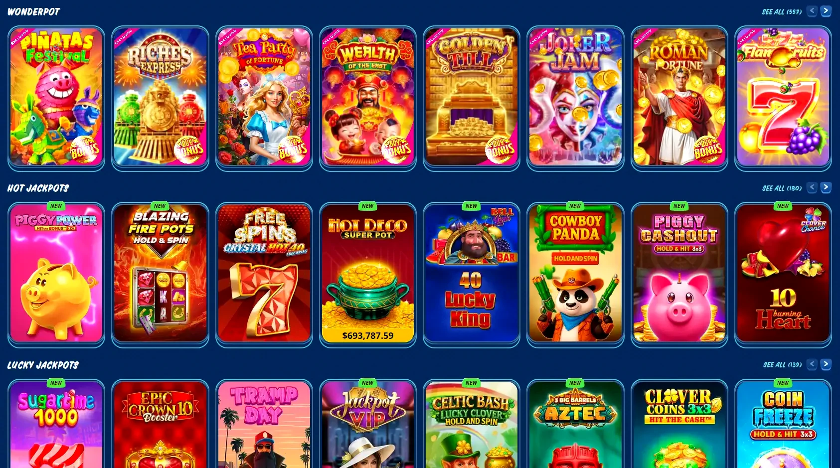 Goldex casino game lobby showing slots and live dealer options